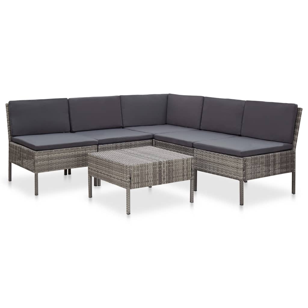 Set Mobilier De Grădină Cu Perne, 6 Piese, , Poliratan