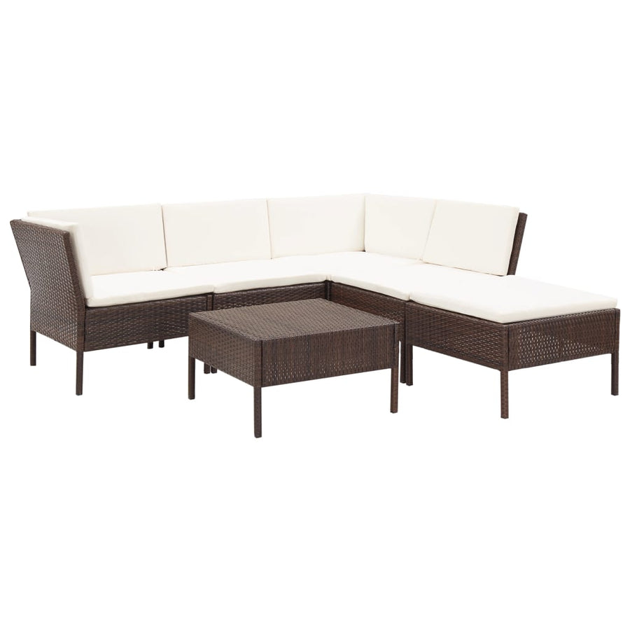 Set Mobilier De Grădină Cu Perne, 6 Piese, , Poliratan