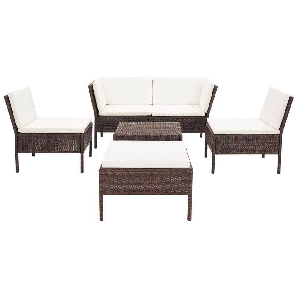 Set Mobilier De Grădină Cu Perne, 6 Piese, , Poliratan