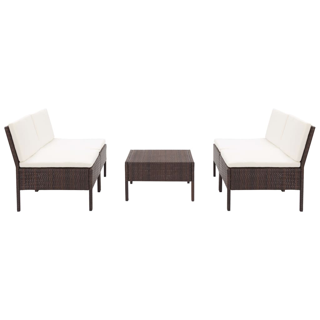 Set Canapele De Grădină Cu Perne, 5 Piese, , Poliratan