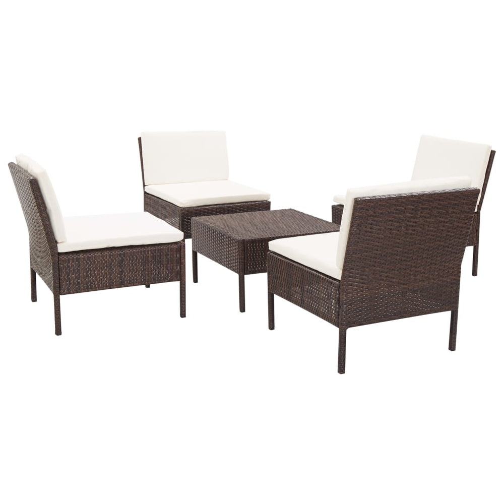 Set Canapele De Grădină Cu Perne, 5 Piese, , Poliratan