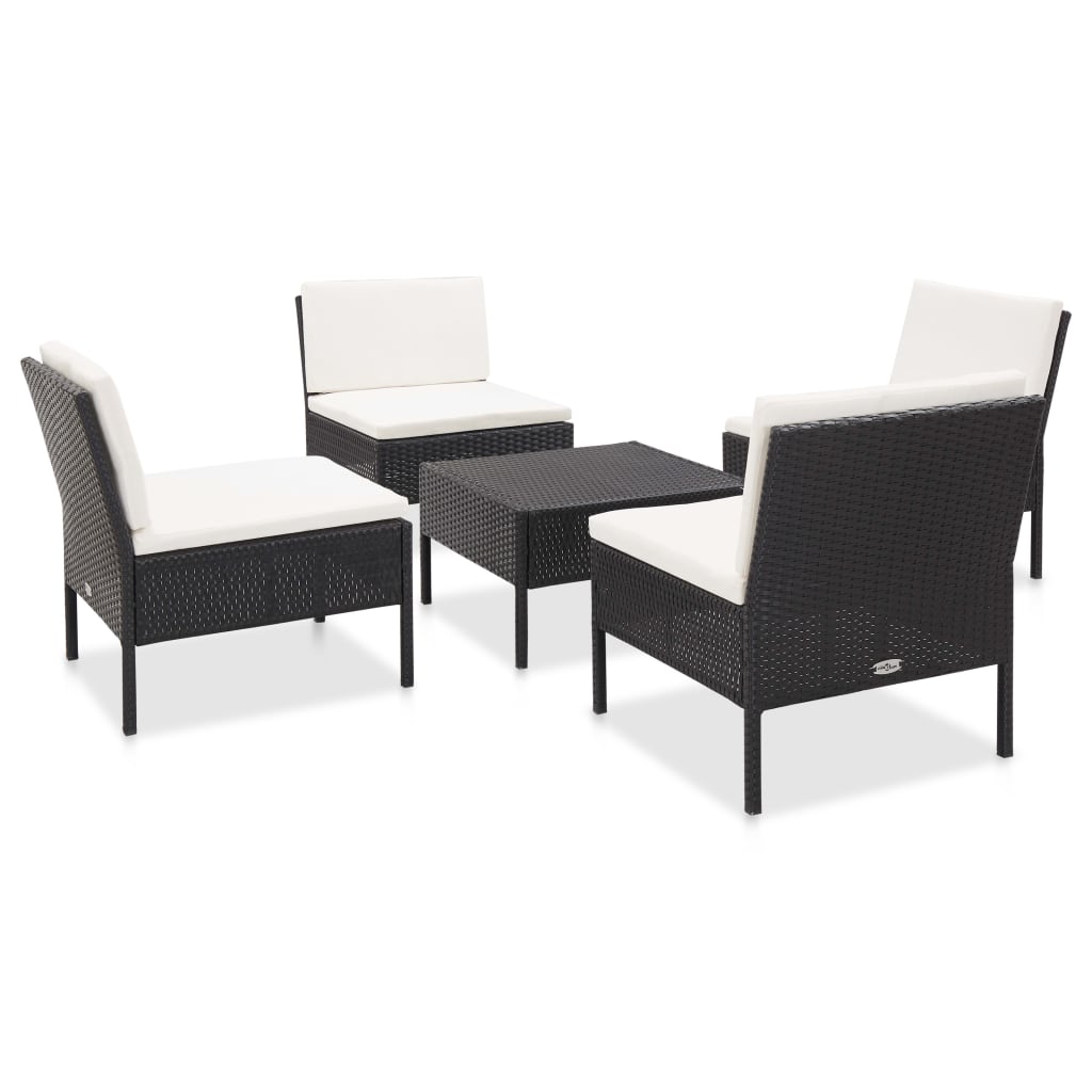 Set Canapele De Grădină Cu Perne, 5 Piese, , Poliratan