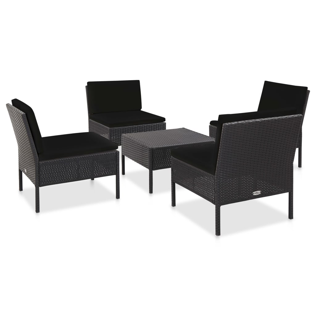 Set Canapele De Grădină Cu Perne, 5 Piese, , Poliratan