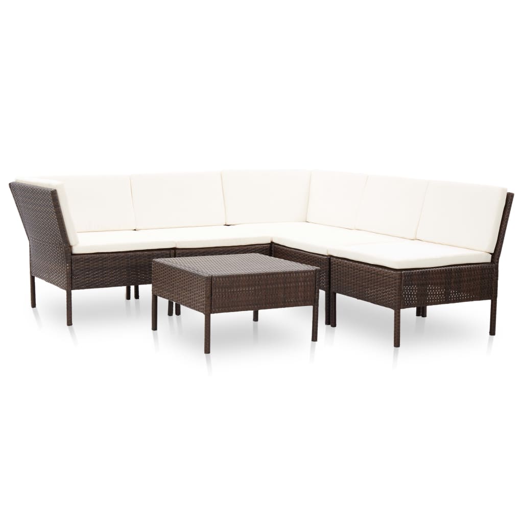Set Mobilier De Grădină Cu Perne, 6 Piese, Negru, Poliratan