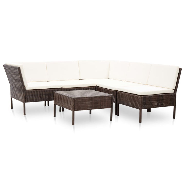 Set Mobilier De Grădină Cu Perne, 6 Piese, Negru, Poliratan