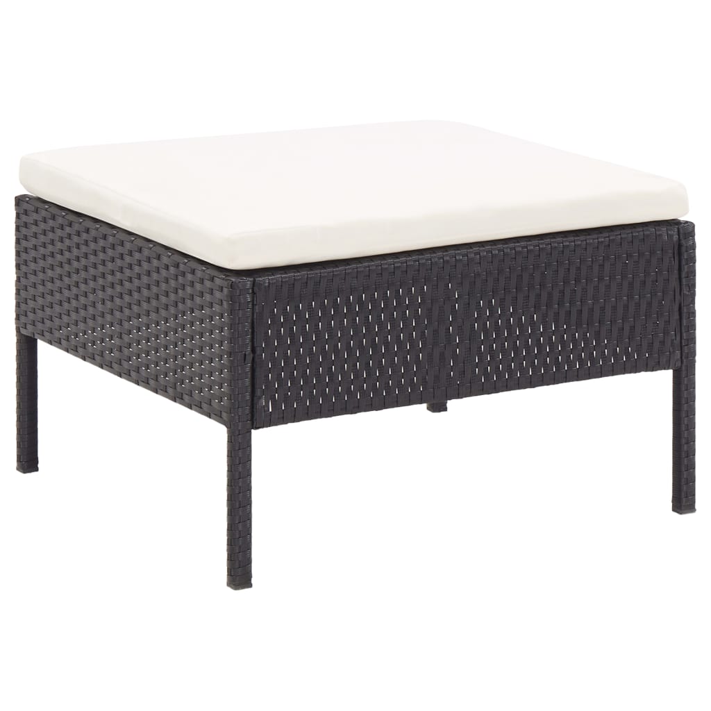 Set Mobilier De Grădină Cu Perne, 6 Piese, Negru, Poliratan