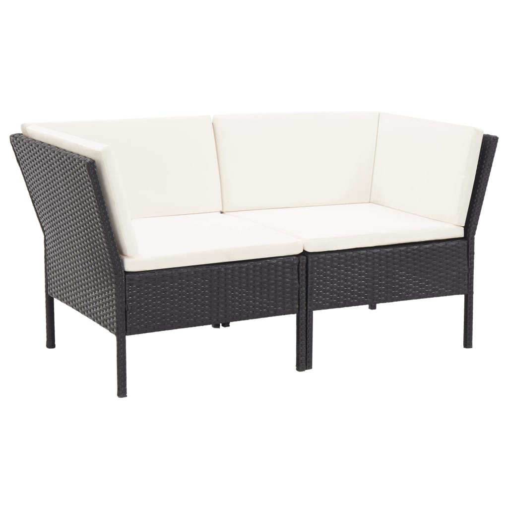 Set Mobilier De Grădină Cu Perne, 6 Piese, Negru, Poliratan