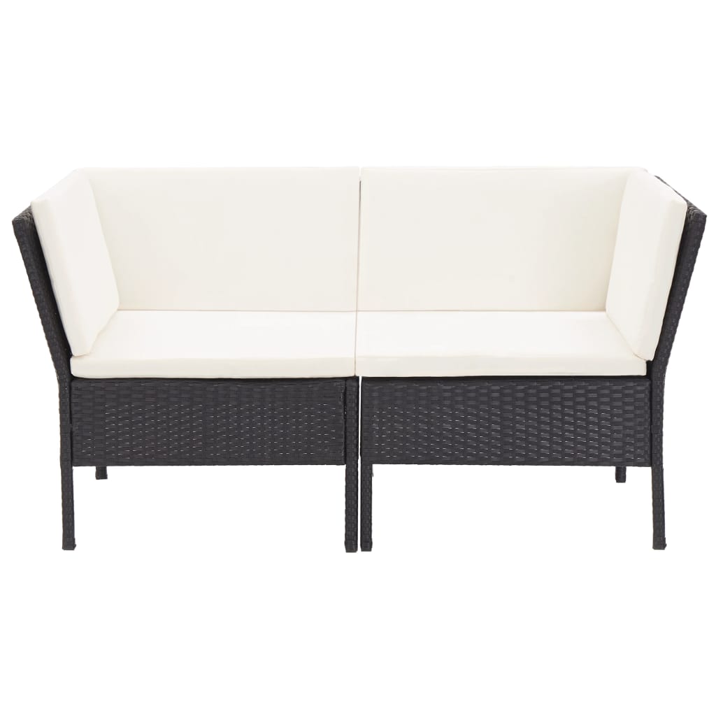 Set Mobilier De Grădină Cu Perne, 6 Piese, Negru, Poliratan