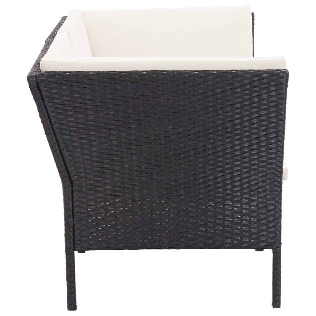 Set Mobilier De Grădină Cu Perne, 6 Piese, Negru, Poliratan