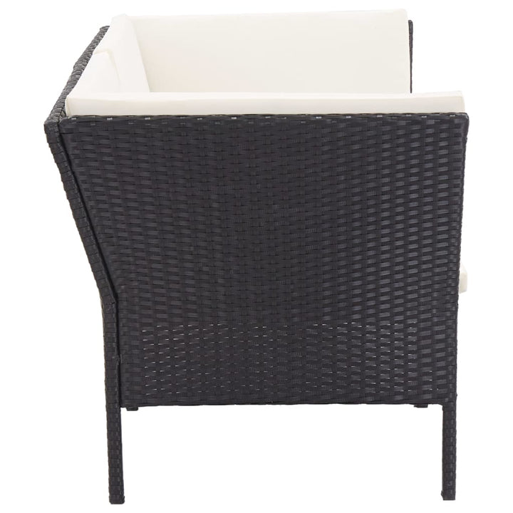 Set Mobilier De Grădină Cu Perne, 6 Piese, Negru, Poliratan