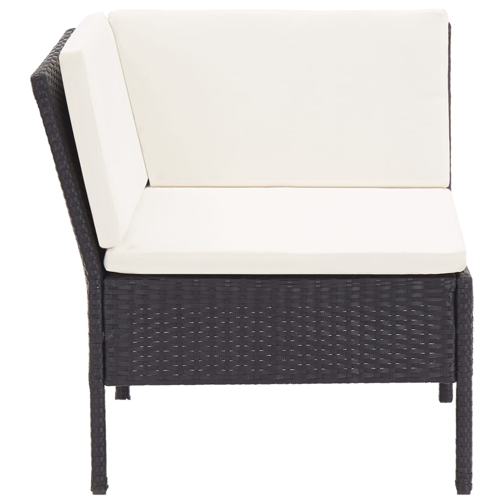 Set Mobilier De Grădină Cu Perne, 6 Piese, Negru, Poliratan