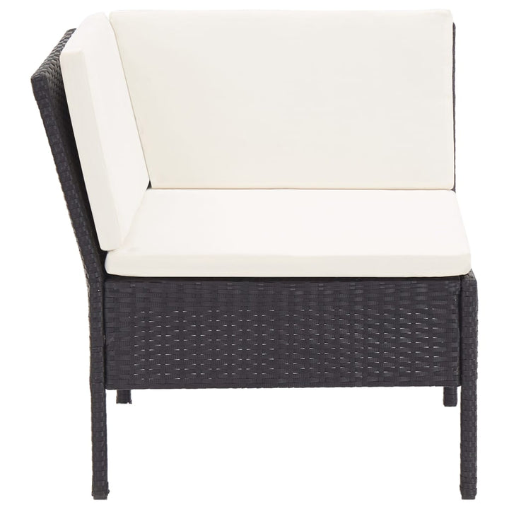 Set Mobilier De Grădină Cu Perne, 6 Piese, Negru, Poliratan