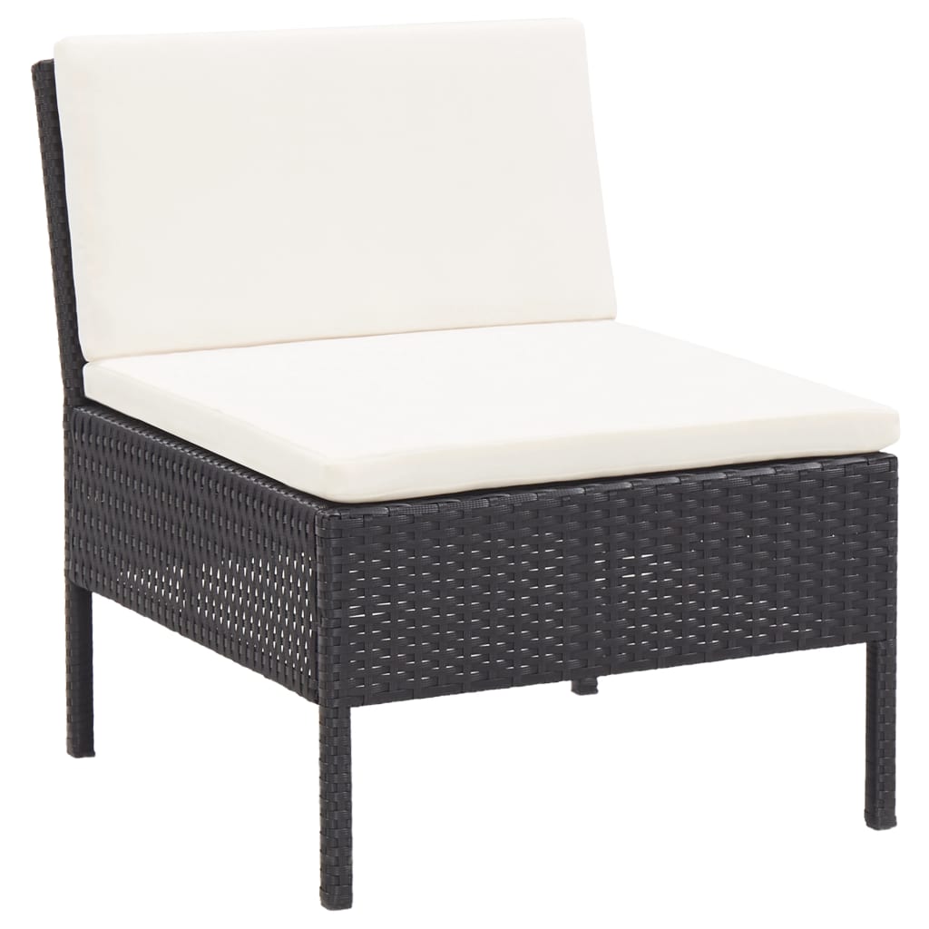 Set Mobilier De Grădină Cu Perne, 6 Piese, Negru, Poliratan