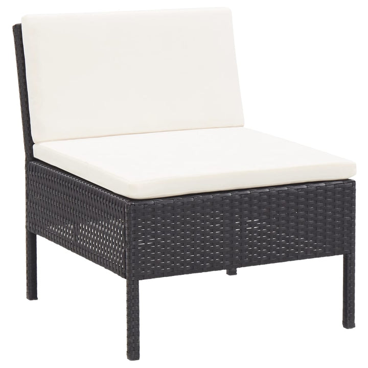 Set Mobilier De Grădină Cu Perne, 6 Piese, Negru, Poliratan