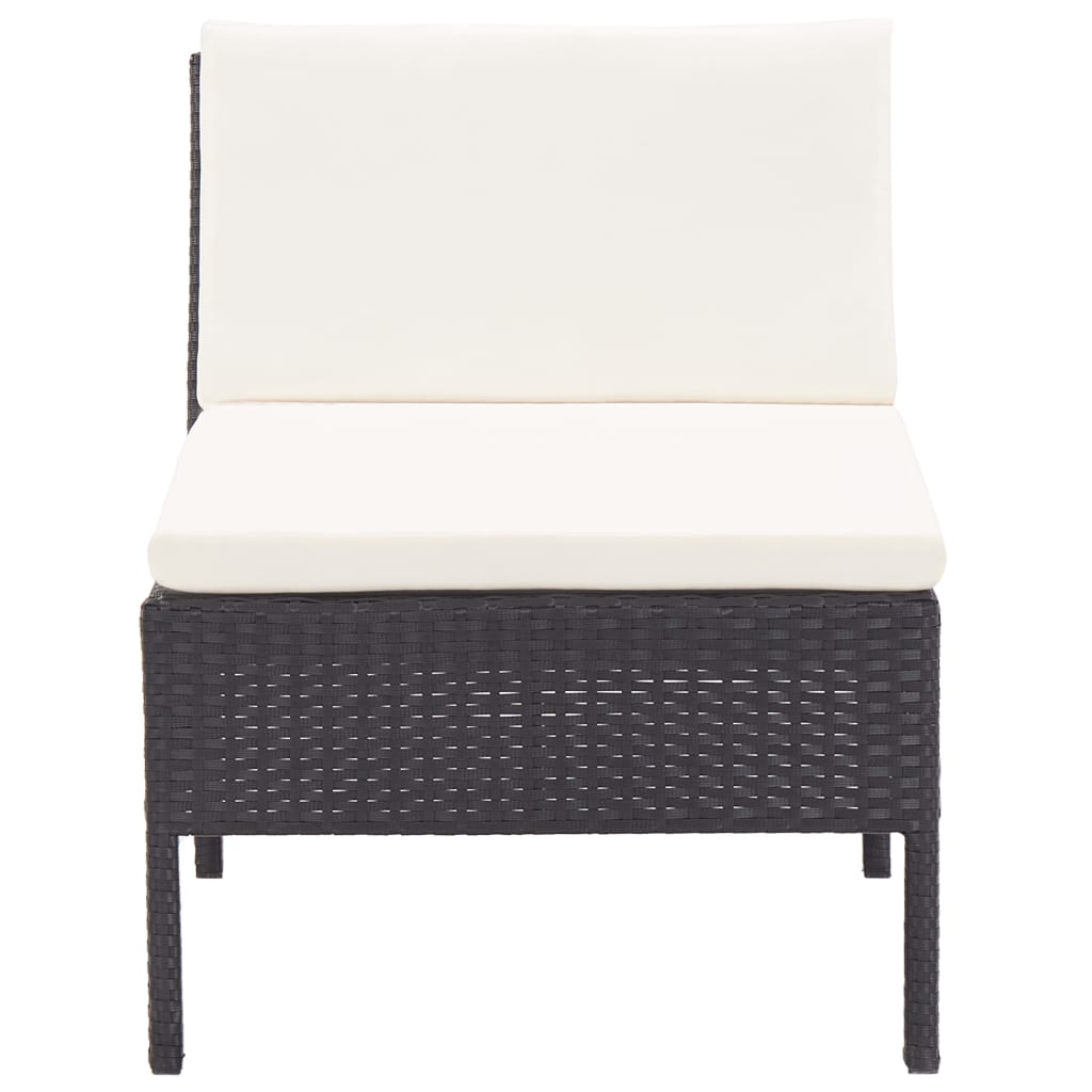 Set Mobilier De Grădină Cu Perne, 6 Piese, Negru, Poliratan