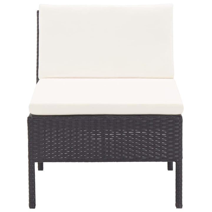 Set Mobilier De Grădină Cu Perne, 6 Piese, Negru, Poliratan