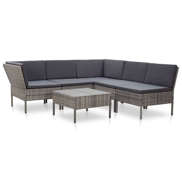 Set Mobilier De Grădină Cu Perne, 6 Piese, Negru, Poliratan
