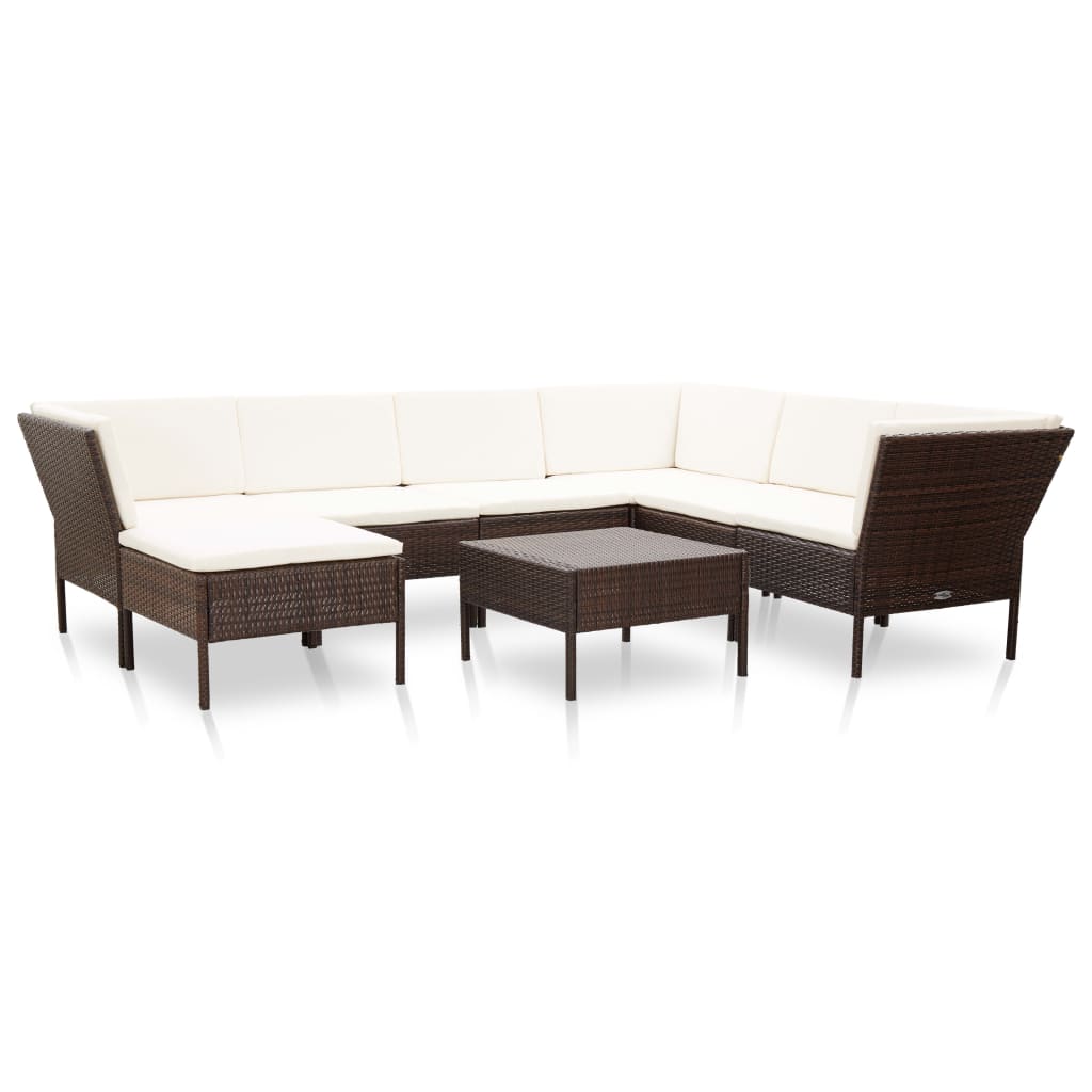 Set Mobilier De Grădină Cu Perne, 8 Piese, , Poliratan