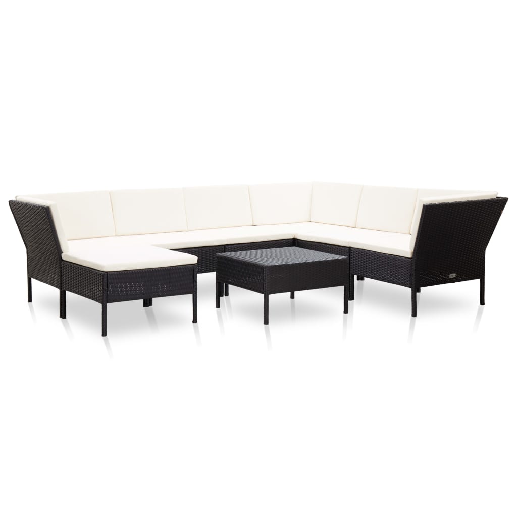 Set Mobilier De Grădină Cu Perne, 8 Piese, , Poliratan