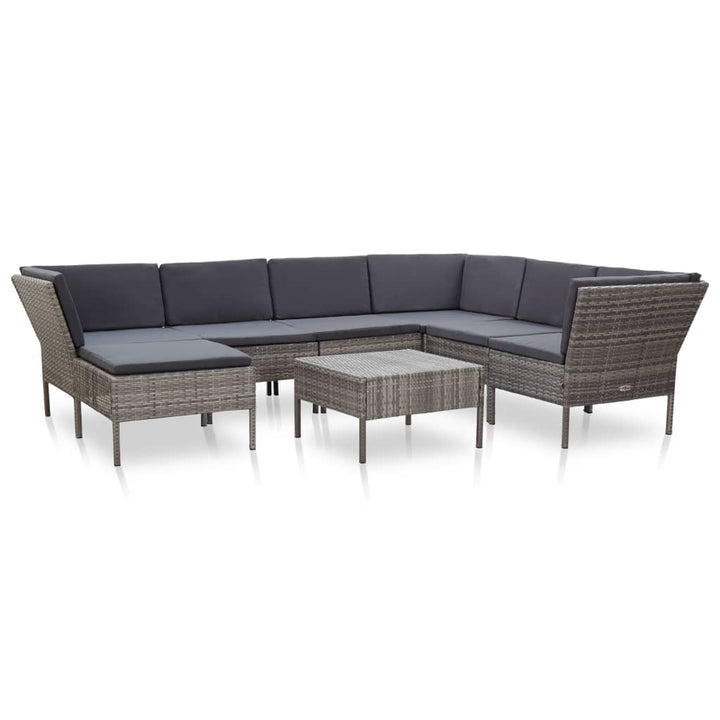 Set Mobilier De Grădină Cu Perne, 8 Piese, , Poliratan