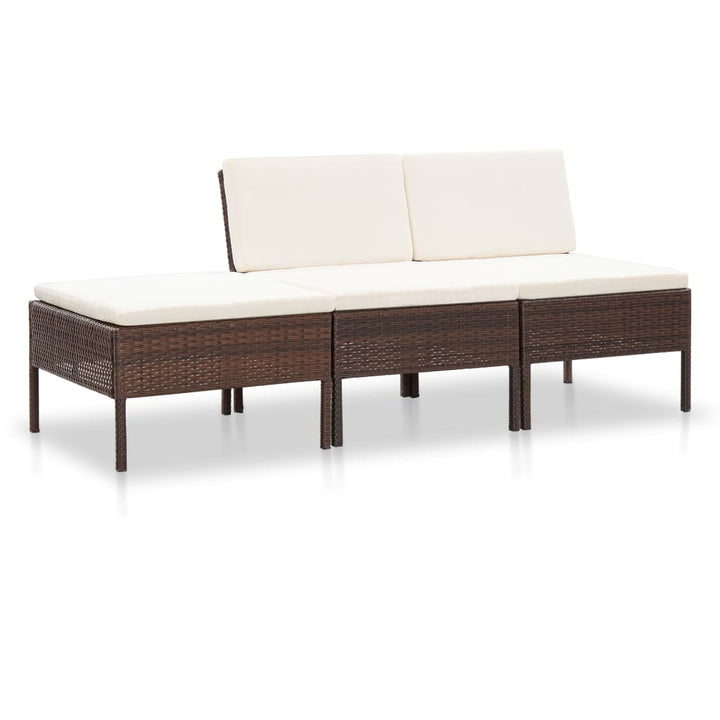 Set Mobilier De Grădină Cu Perne, 3 Piese, , Poliratan