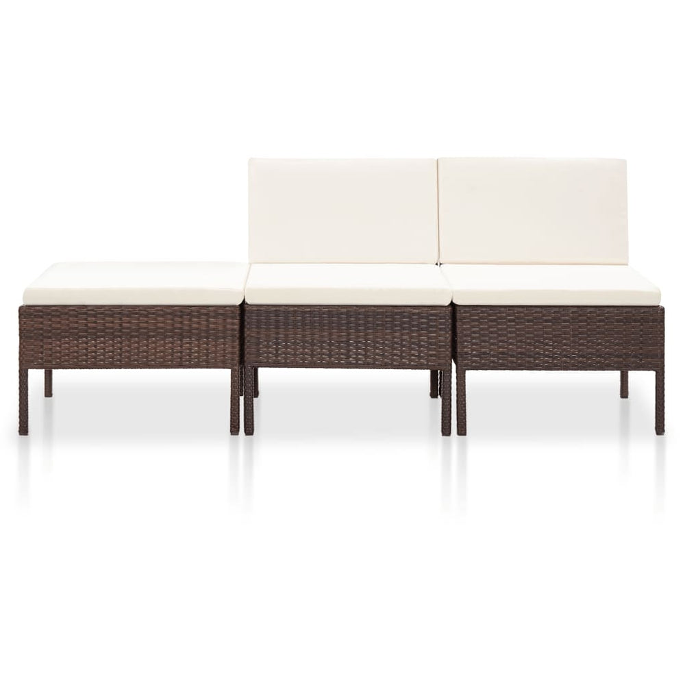 Set Mobilier De Grădină Cu Perne, 3 Piese, , Poliratan
