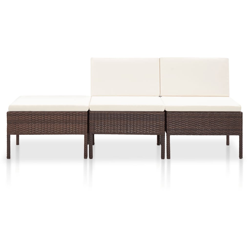 Set Mobilier De Grădină Cu Perne, 3 Piese, , Poliratan
