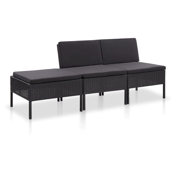 Set Mobilier De Grădină Cu Perne, 3 Piese, , Poliratan