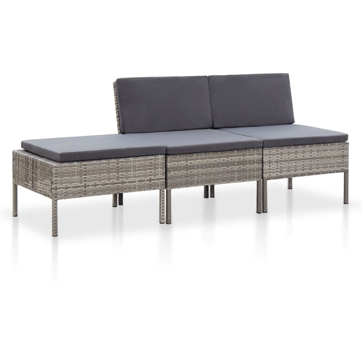 Set Mobilier De Grădină Cu Perne, 3 Piese, , Poliratan