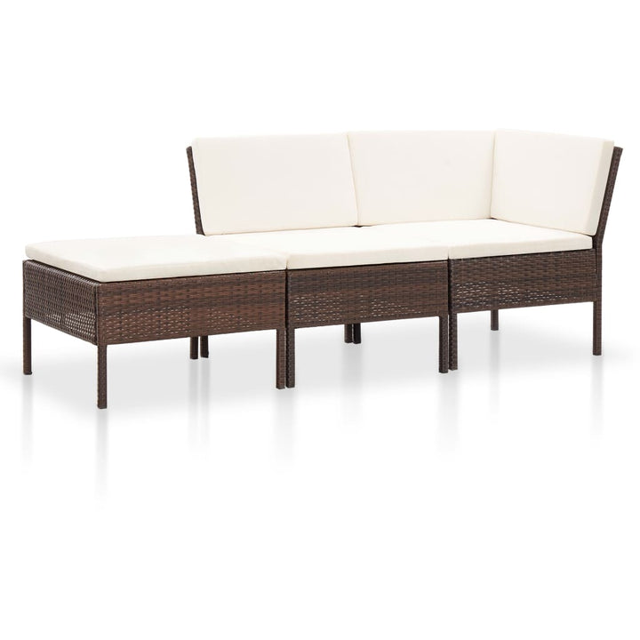 Set Mobilier De Grădină Cu Perne, 3 Piese, Negru, Poliratan