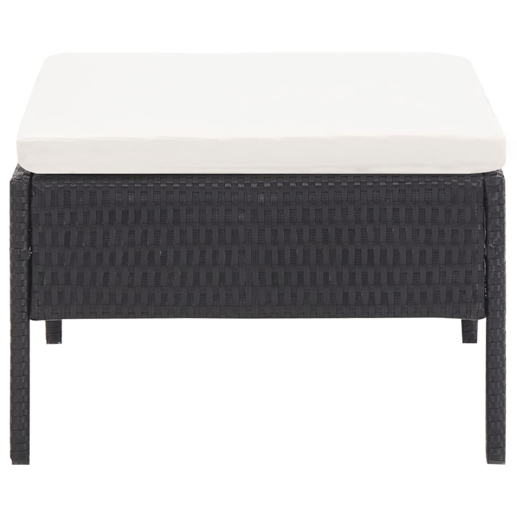 Set Mobilier De Grădină Cu Perne, 3 Piese, Negru, Poliratan