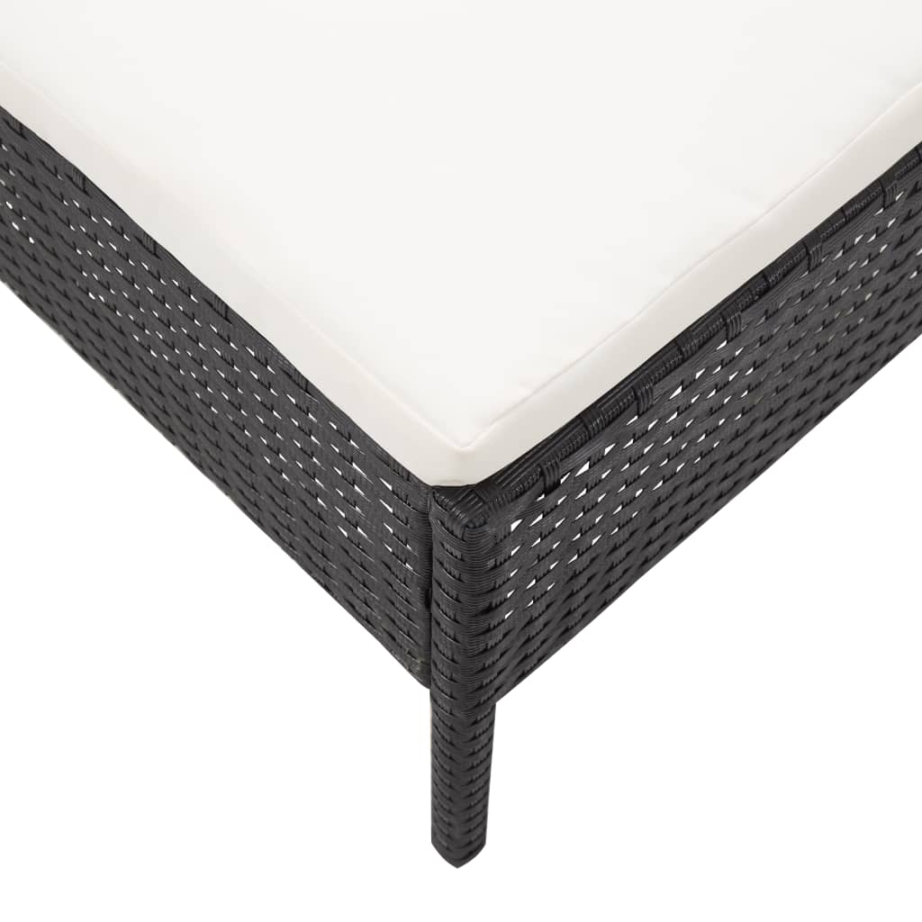 Set Mobilier De Grădină Cu Perne, 3 Piese, Negru, Poliratan