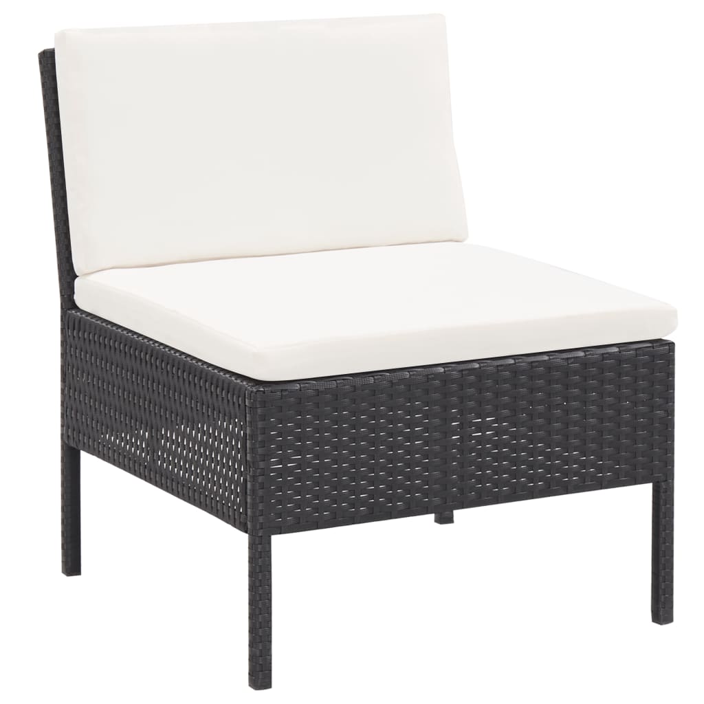 Set Mobilier De Grădină Cu Perne, 3 Piese, Negru, Poliratan