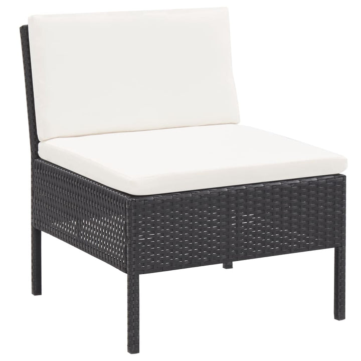 Set Mobilier De Grădină Cu Perne, 3 Piese, Negru, Poliratan