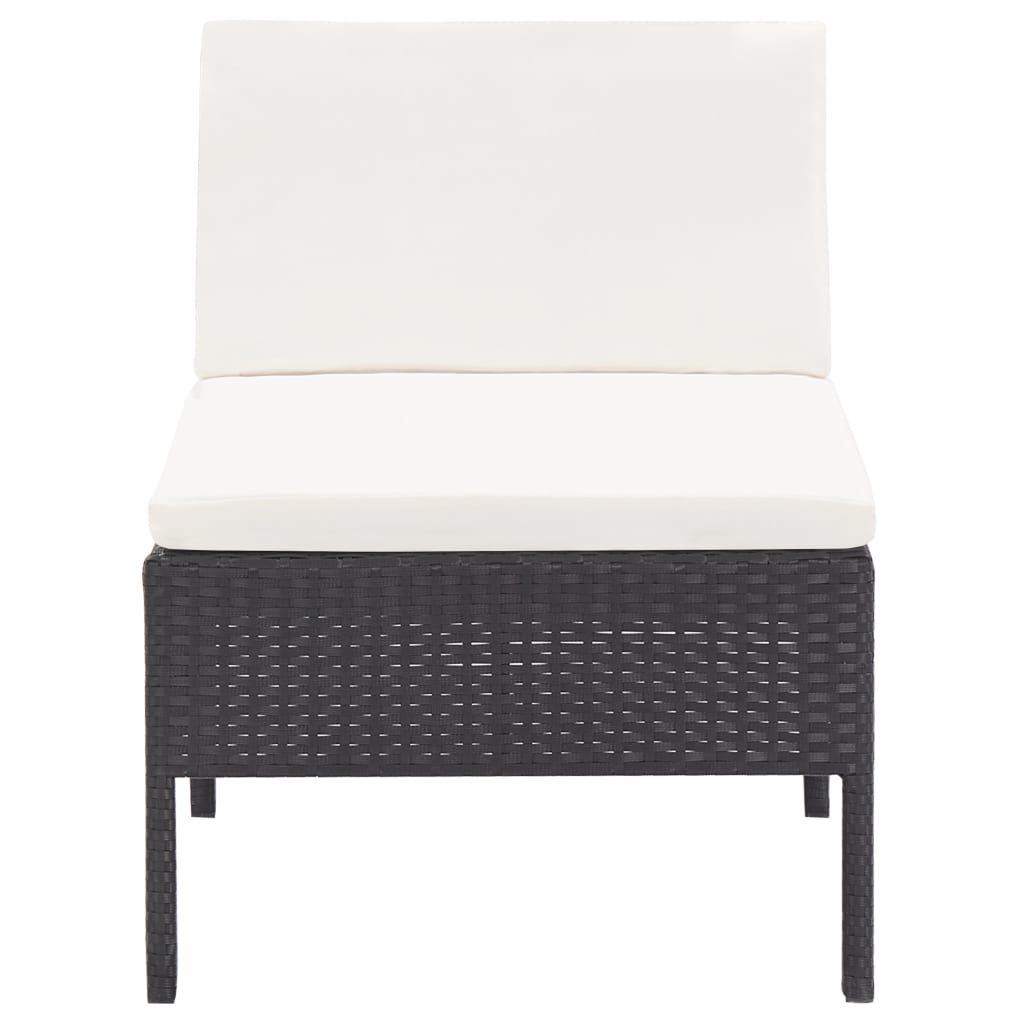 Set Mobilier De Grădină Cu Perne, 3 Piese, Negru, Poliratan