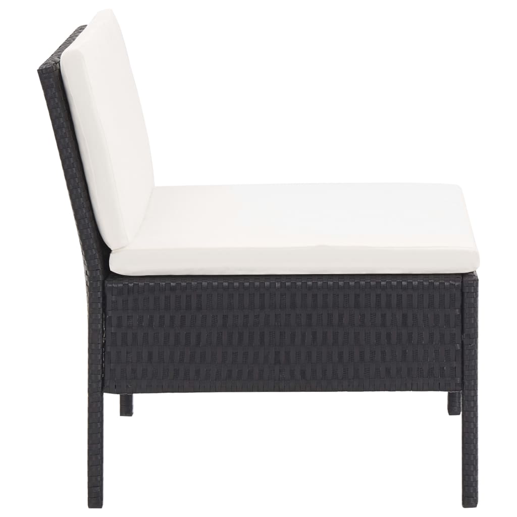 Set Mobilier De Grădină Cu Perne, 3 Piese, Negru, Poliratan