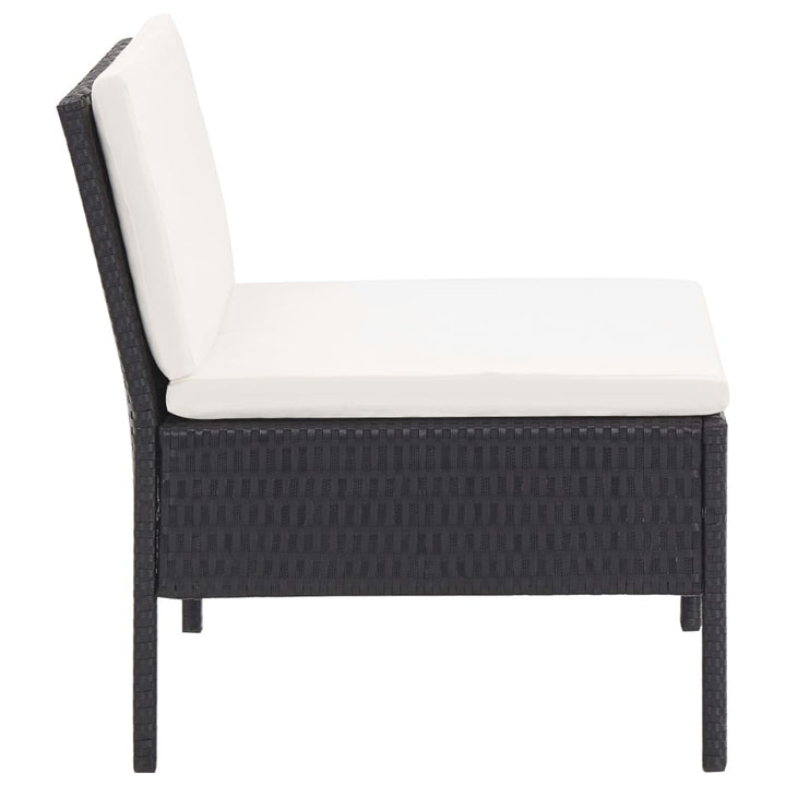 Set Mobilier De Grădină Cu Perne, 3 Piese, Negru, Poliratan