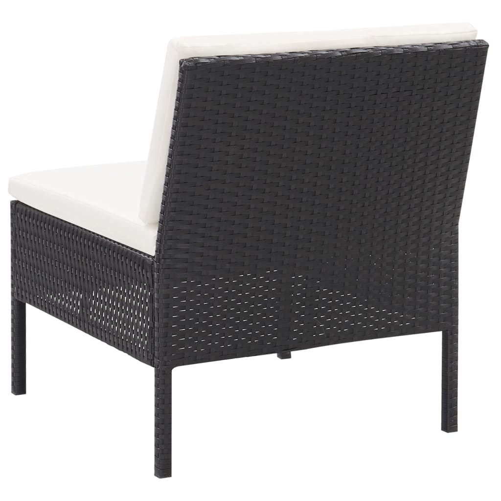 Set Mobilier De Grădină Cu Perne, 3 Piese, Negru, Poliratan