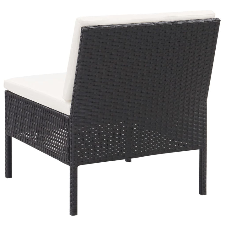 Set Mobilier De Grădină Cu Perne, 3 Piese, Negru, Poliratan
