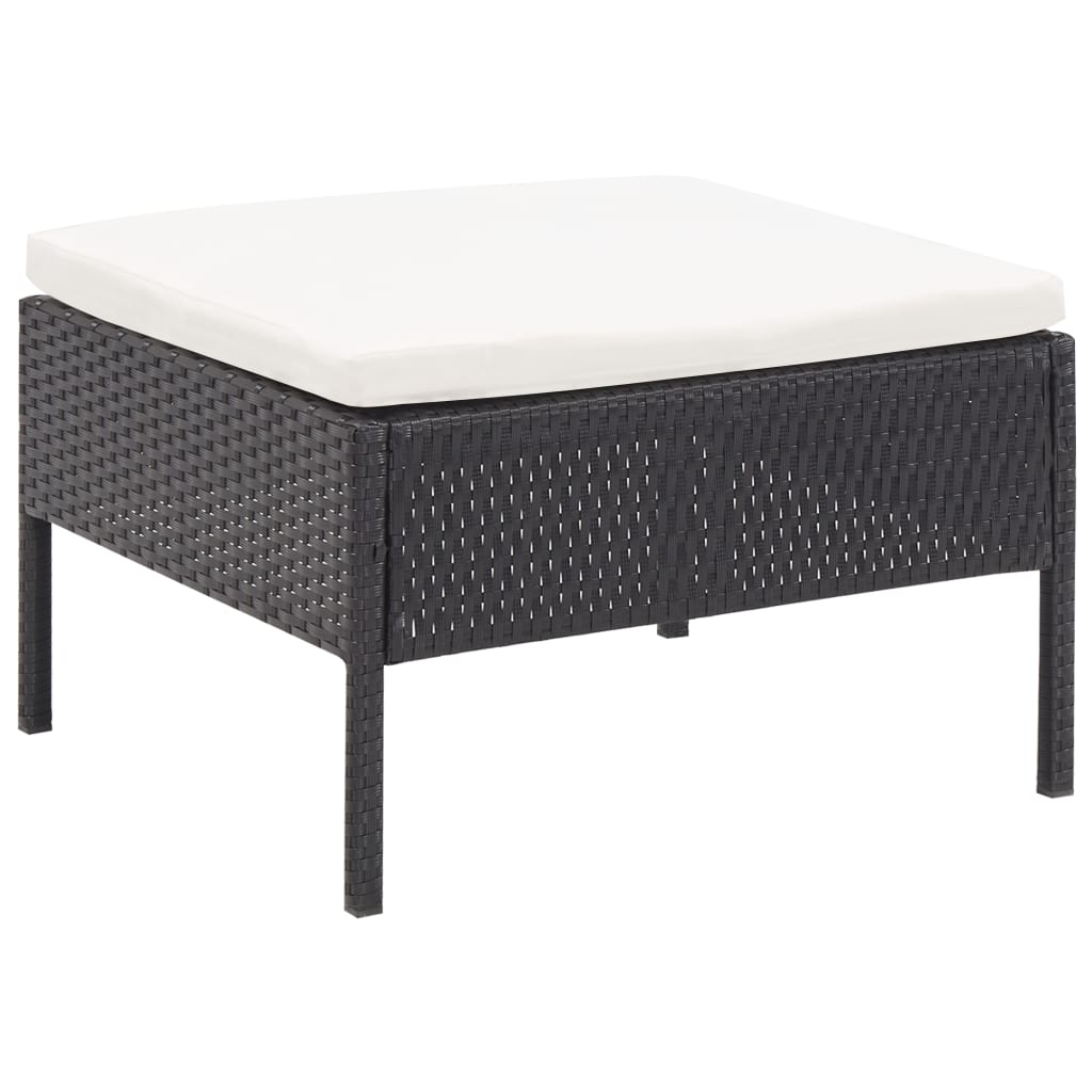 Set Mobilier De Grădină Cu Perne, 3 Piese, Negru, Poliratan