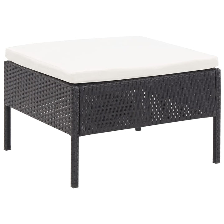 Set Mobilier De Grădină Cu Perne, 3 Piese, Negru, Poliratan