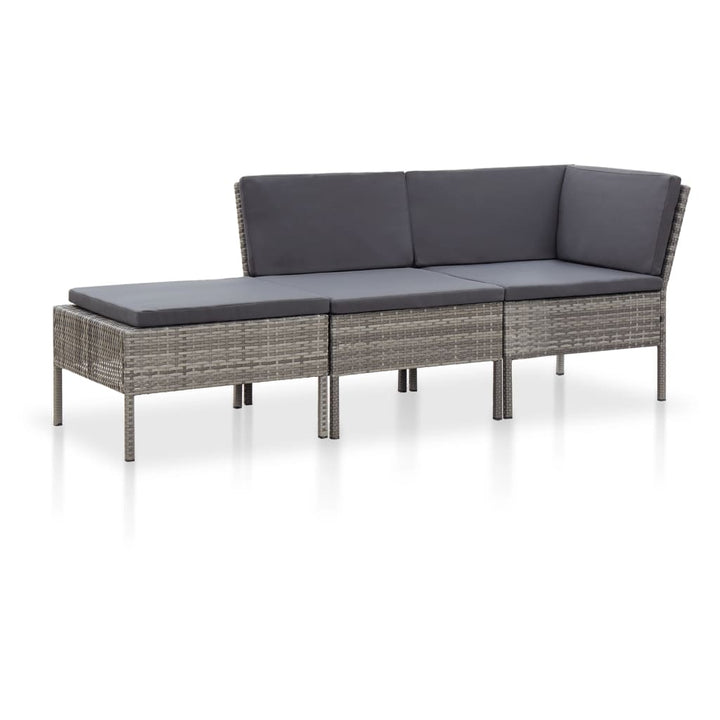 Set Mobilier De Grădină Cu Perne, 3 Piese, Negru, Poliratan