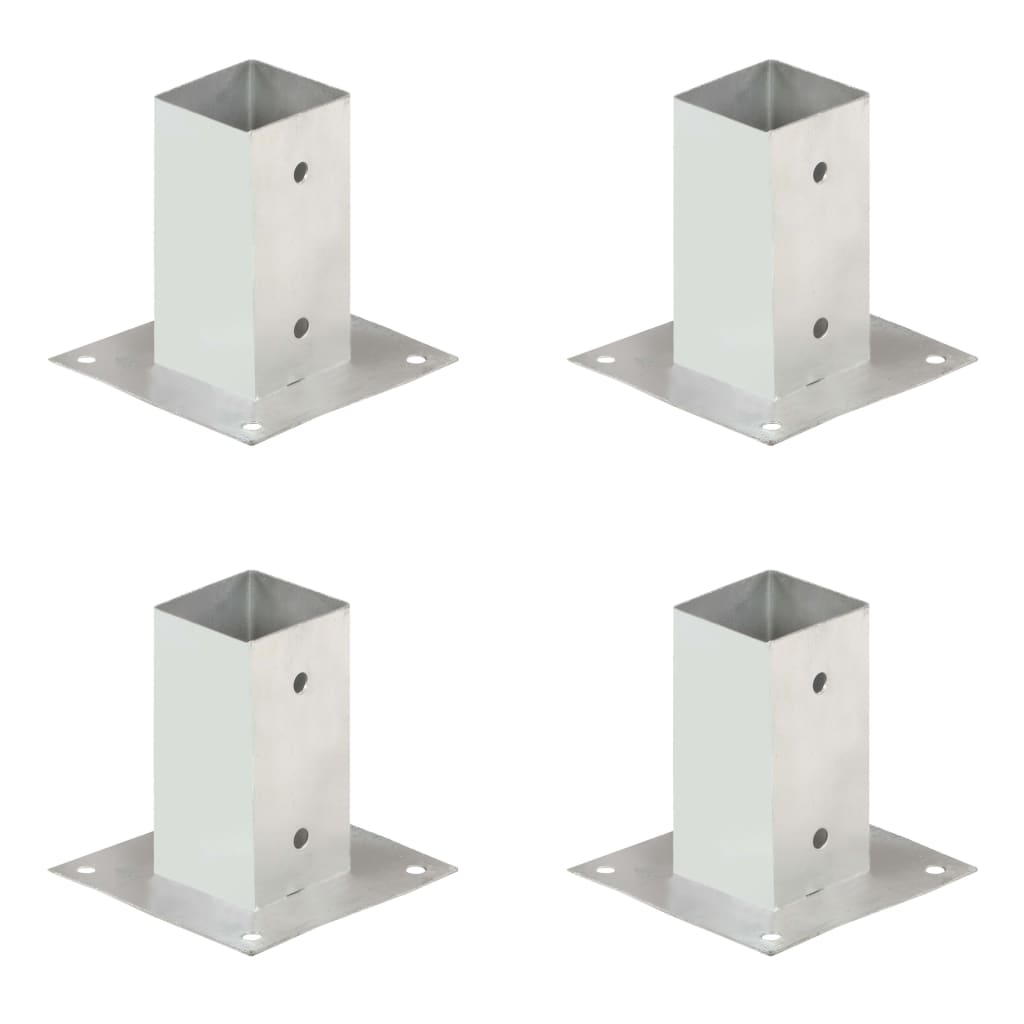 Suporți Stâlp, 4 Buc., Metal Galvanizat,