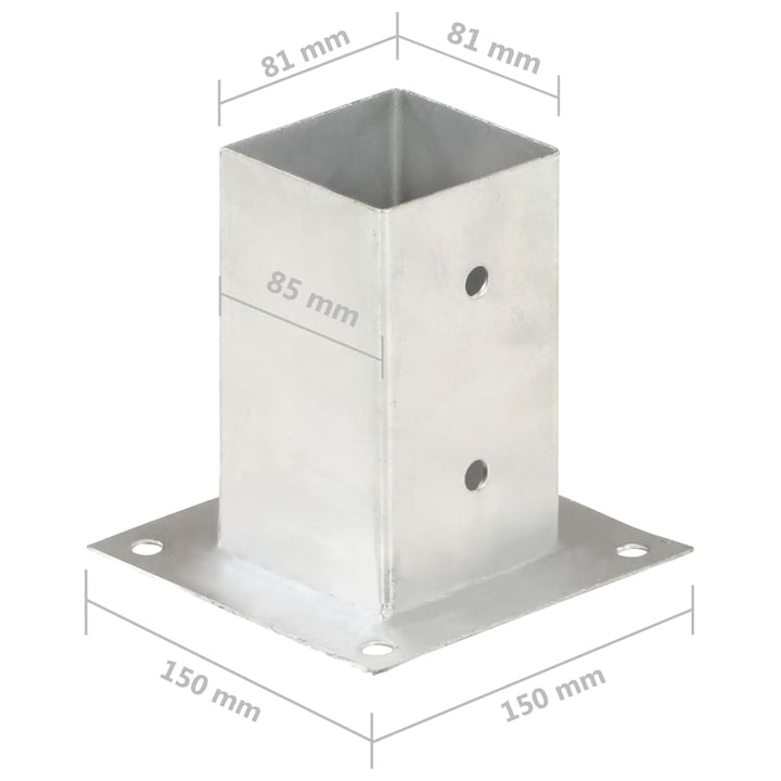 Suporți Stâlp, 4 Buc., Metal Galvanizat,