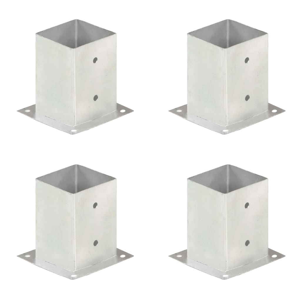 Suporți Stâlp, 4 Buc., Metal Galvanizat,