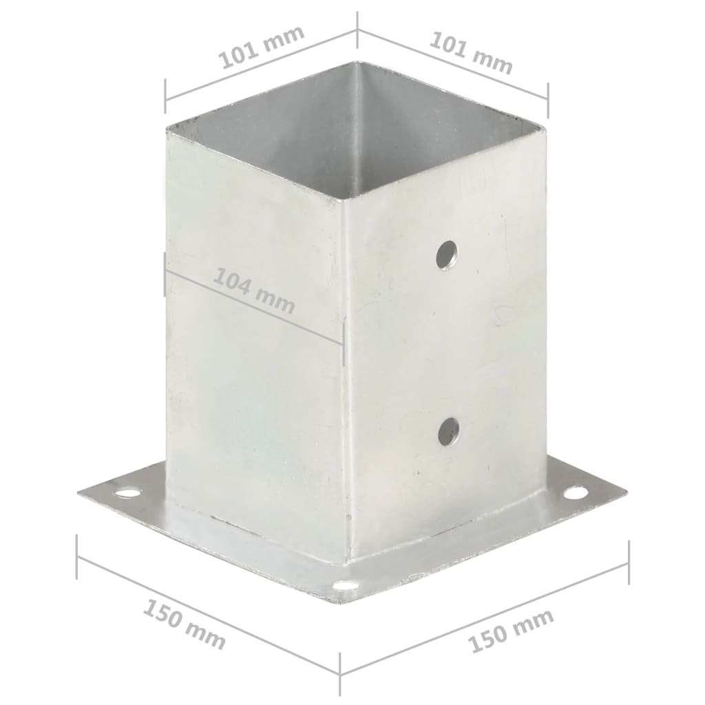 Suporturi Stâlp, 4 Buc., , Metal Galvanizat
