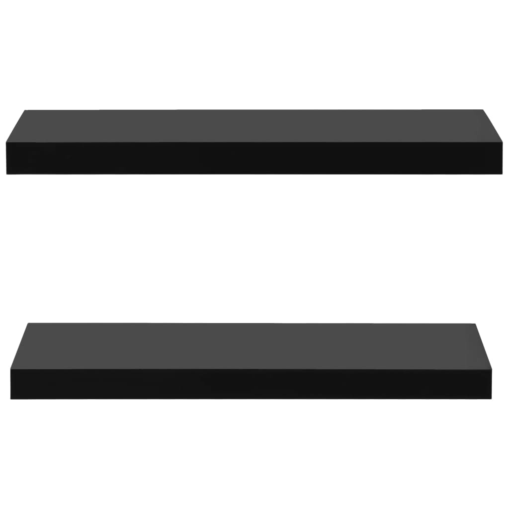 Rafturi De Perete Suspendate, 2 Buc., Negru, 60X20X3,8 Cm