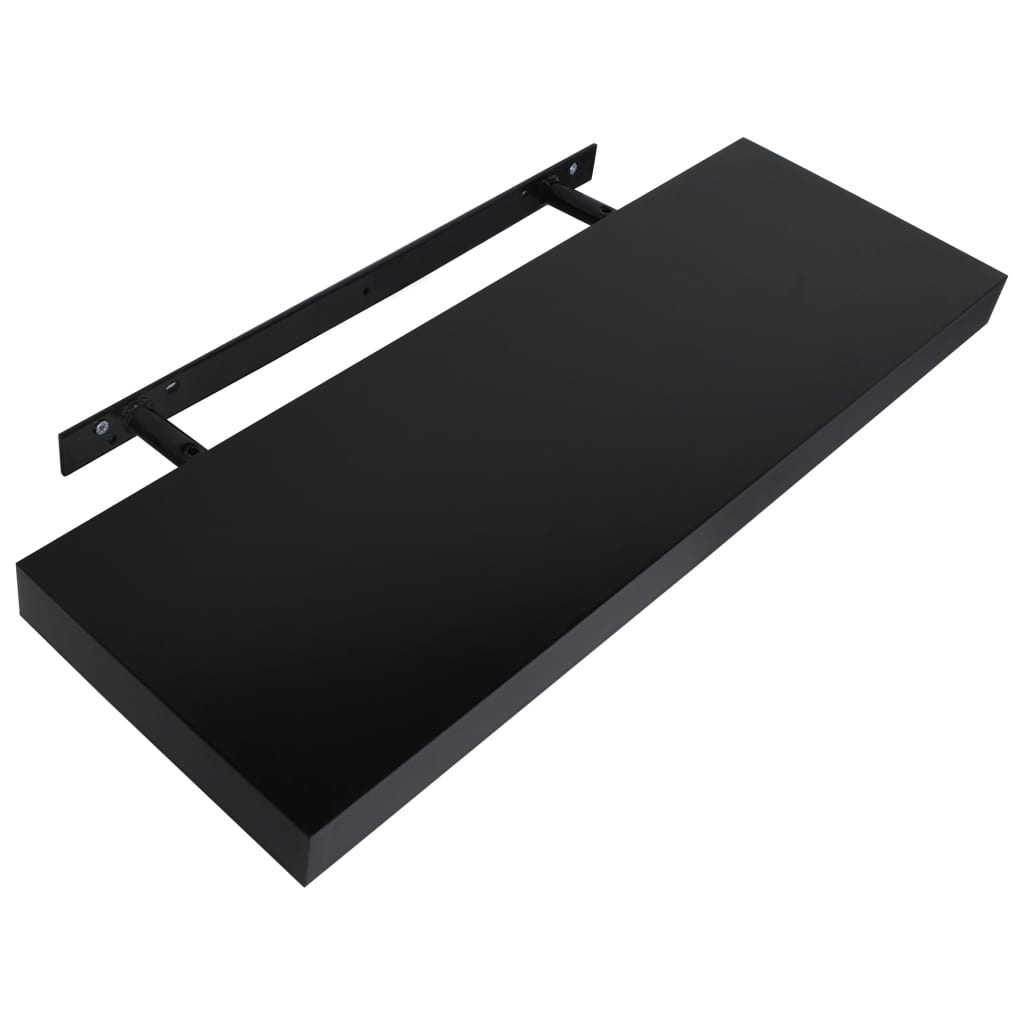 Rafturi De Perete Suspendate, 2 Buc., Negru, 60X20X3,8 Cm