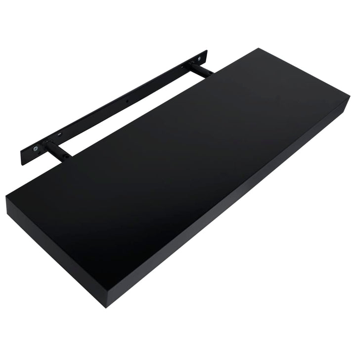 Rafturi De Perete Suspendate, 2 Buc., Negru, 60X20X3,8 Cm