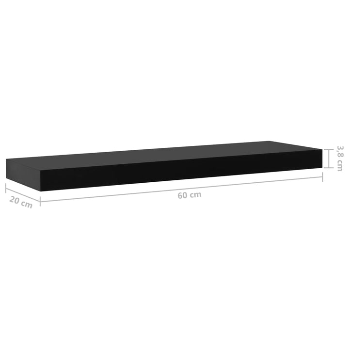 Rafturi De Perete Suspendate, 2 Buc., Negru, 60X20X3,8 Cm